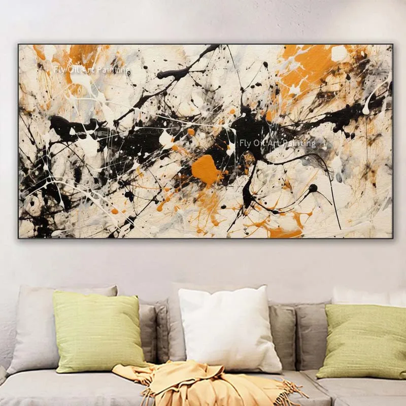 Hand Painted Abstract Colorful Line Oil Painting Color Mix Large Size Color Collision Canvas Painting For Home Wall Decor