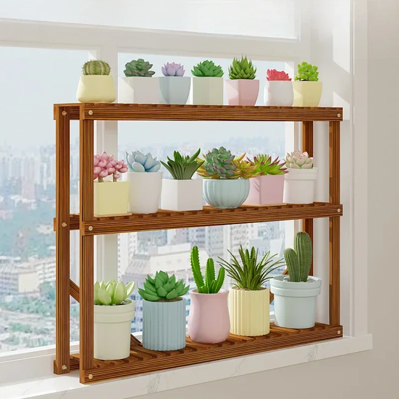 Pot Holder For Plants 2 Layers Window Seedling Shelf Succulent Flower Rack Indoor Furniture Storage stand Living Room Simple