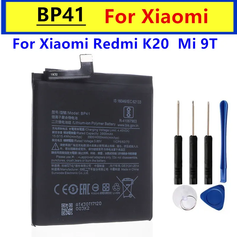 Orginal BP41 4000mAh Battery For Xiaomi Redmi K20 / Xiaomi Mi 9T BP41 Replacement Batteries +Tools