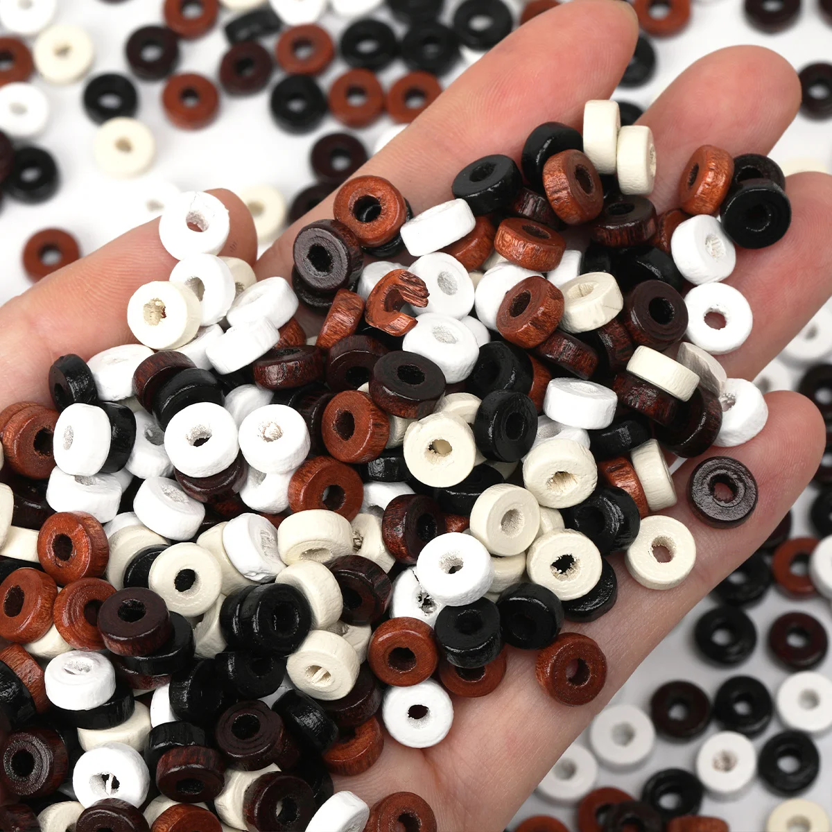 About 220/440pcs Random Color 3*8mm Cylindrical Wooden Loose Beads DIY Bracelet Handmade Craft Supplies