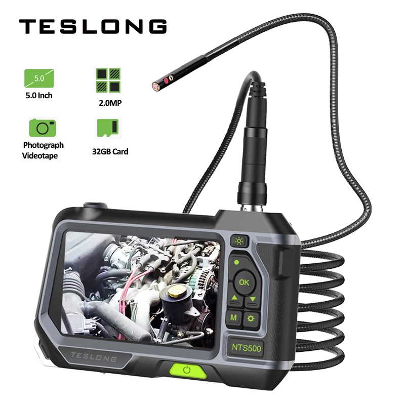 

5.0" Screen Dual Lens endoscope Camera 1080P Digital Autofocus Videoscope Pipe Car Inspection Camera Borescope