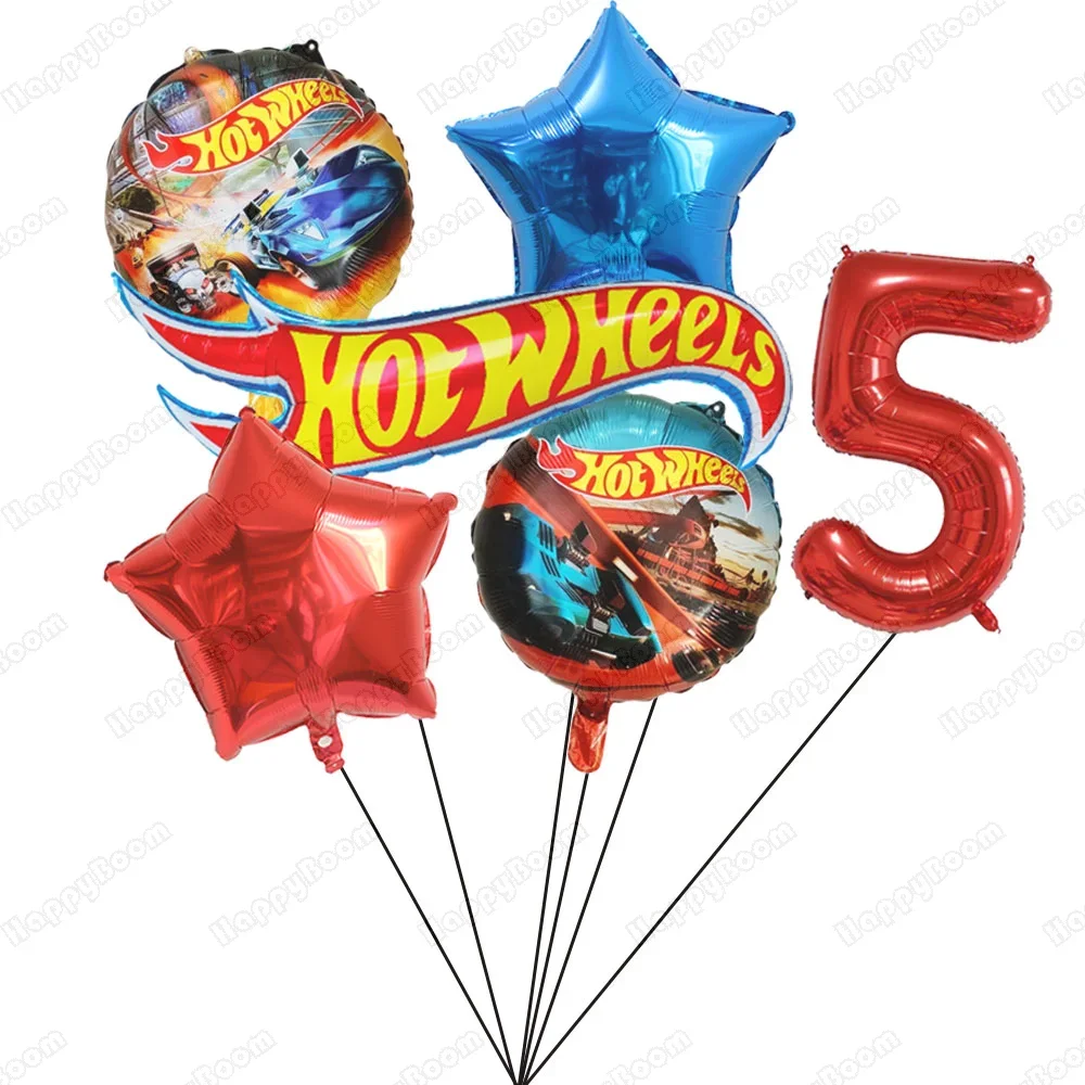 1Set Hot Wheels Birthday Party Balloon Birthday Decoration 32inch Red Number Balloons Set Flamme Cars Globos For Boys Girls Gift - view 6