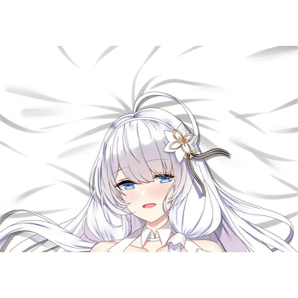 Lovely Cat‑ear Illustrious Anime Dakimakura Pillowcase Full‑Length Hugging Cushion Protector Soft‑Material Bedroom Ornament