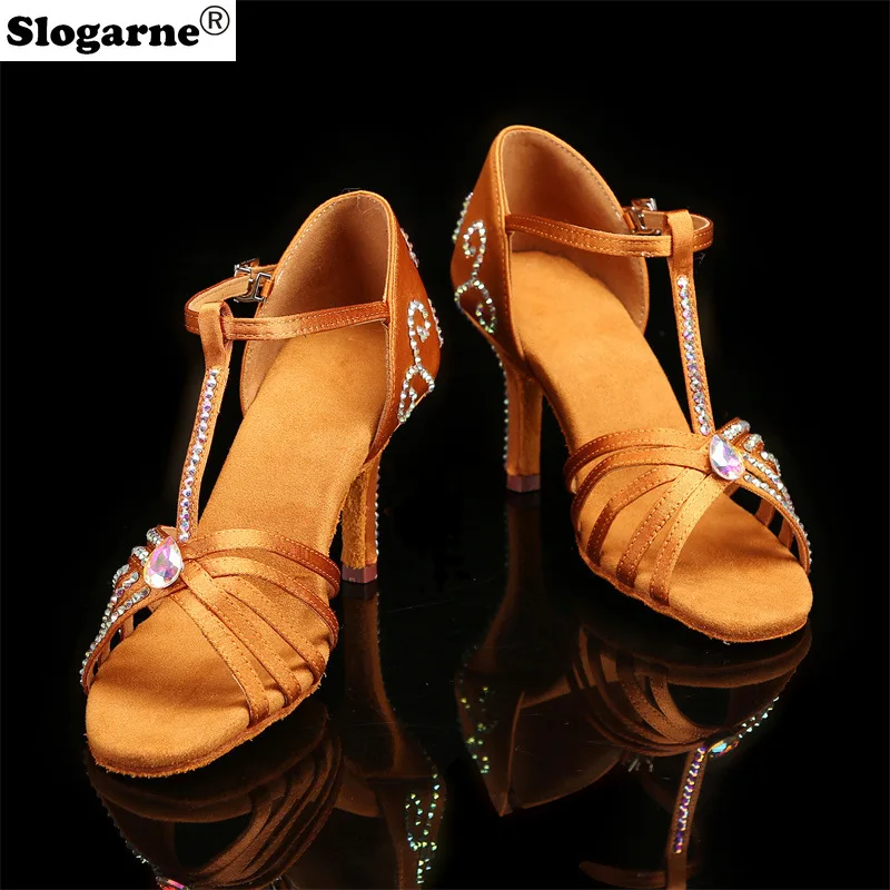 Ladies New Rhinestone Dance Shoes Women Salsa Latin Dance Shoes Ballroom Dance High Heels Soft Sole Women High Quality Sandals