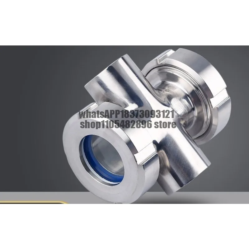 Four-way sight glass 304 stainless steel welded cross-type sight cup butt welding live joint pipe observation window hole