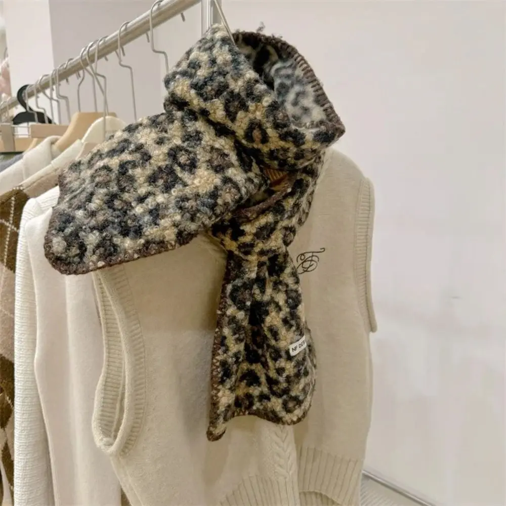 New 180*30cm Thick Mohair Fur Scarf Winter Cashmere Leopard Dot Shawl Scarf Fashion High Quality Warmer Pashmina Women