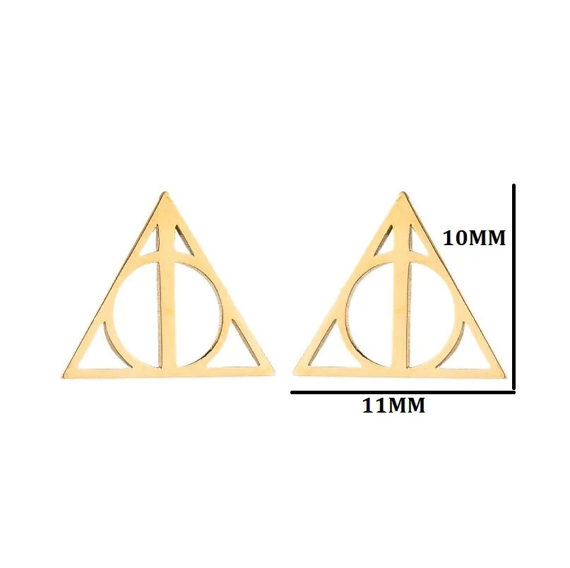 Harry Potter Earrings Movie Peripheral Toys The Deathly Hallows Triangular Earrings Women\'s Accessories Party Decoration Gifts