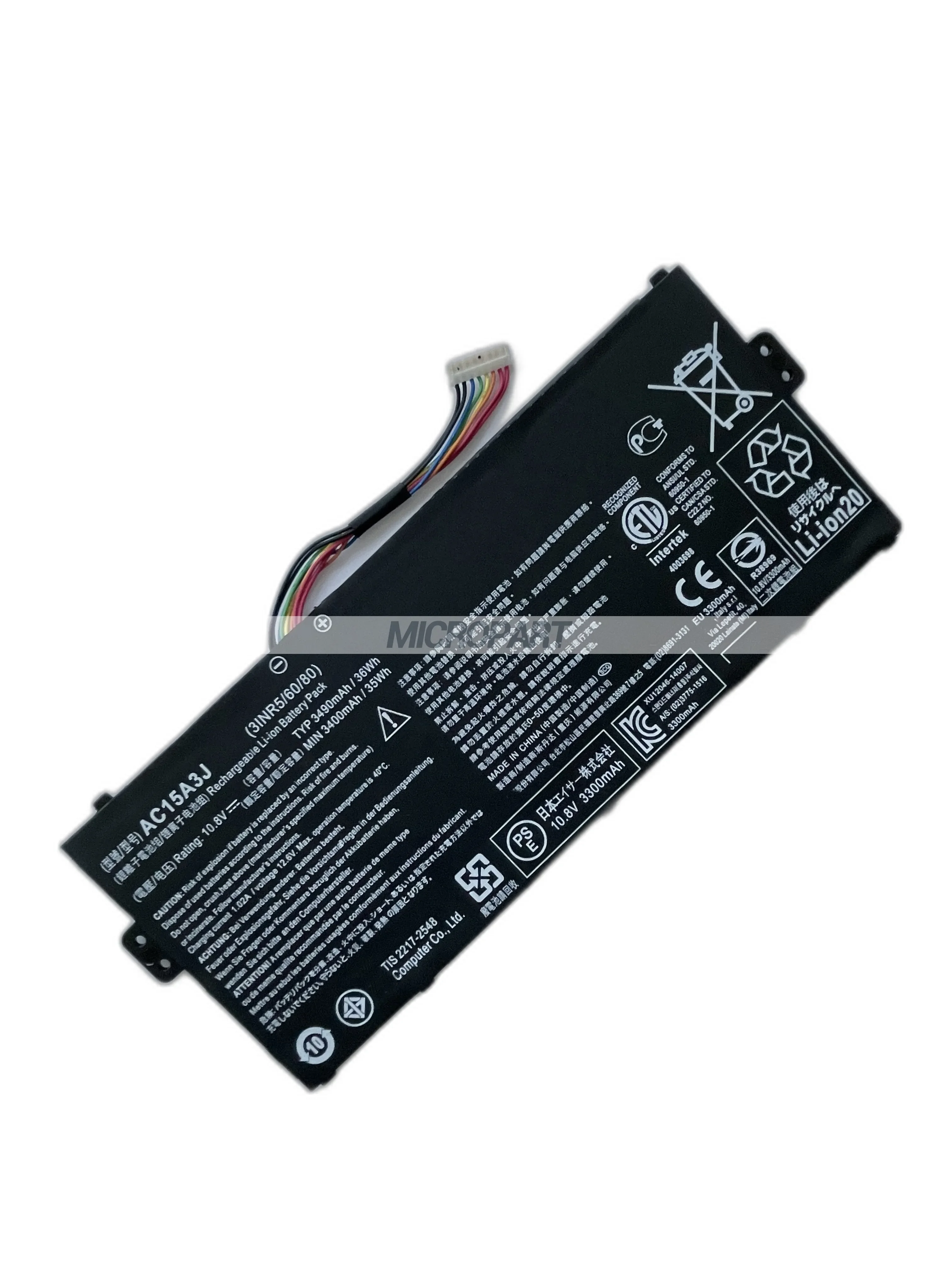 Imagem -03 - Li-ion-bateria Substituição para Acer Laptop Ac15a3j Chromebook 11 Cb3131 Chromebook 11 Cb5-132t 10.8v 36wh Longa Duração da Bateria