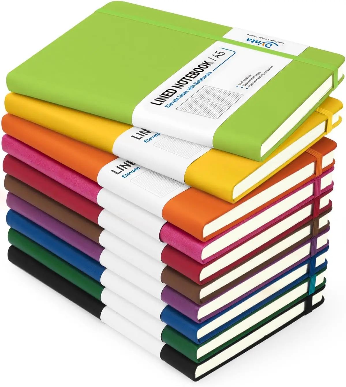

10 Pack Hardcover Journals A5 Lined Notebooks, 200 Pages/100 Sheets, 8.4x5.8 inch, Classic Ruled for Writing, Work, Travel