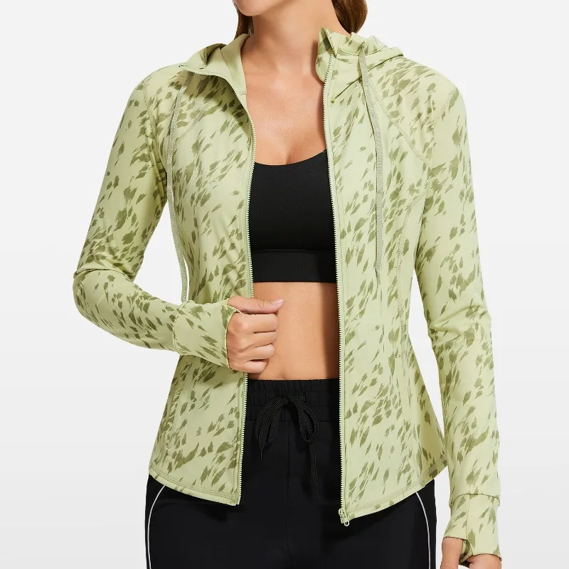 Women Sport Jacket Zipper Yoga Coat Quick Dry Camouflage Fitness Jacket Running Hoodies Sportwear Gym Workout Top Autumn Winter