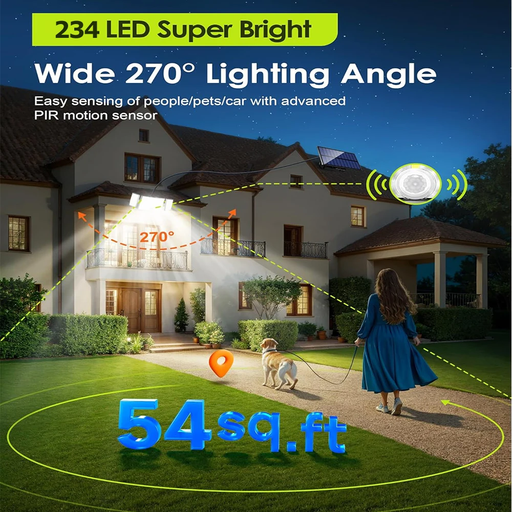 أضواء الشمسية في الهواء الطلق 100/172/234 LED تعمل بالطاقة الشمسية محس حركة أضواء أمنية الجدار مصباح IP65 مقاوم للماء ضوء الشارع عن بعد