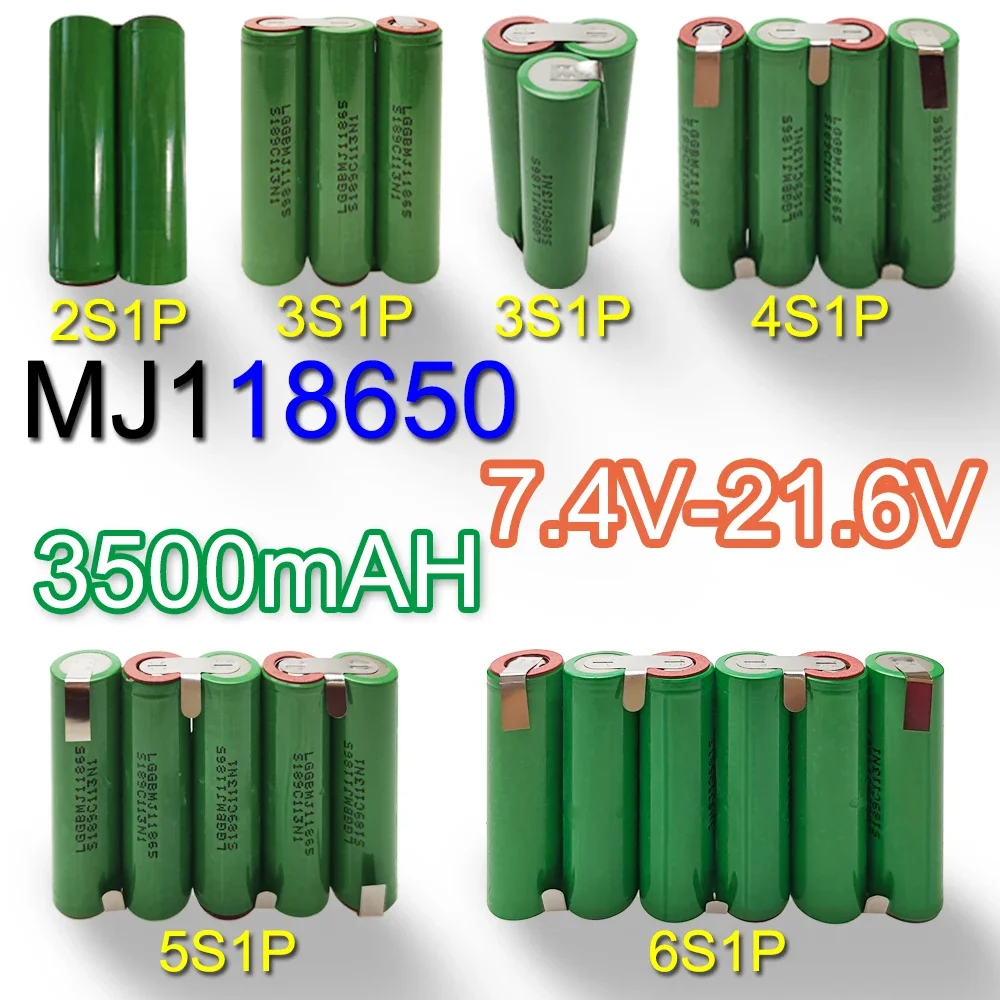 2S1P 3S1P 4S1P 5S1P 6S1P 18650 battery pack custom 18650 battery welding 3500mah battery pack 7.4V to 21.6V