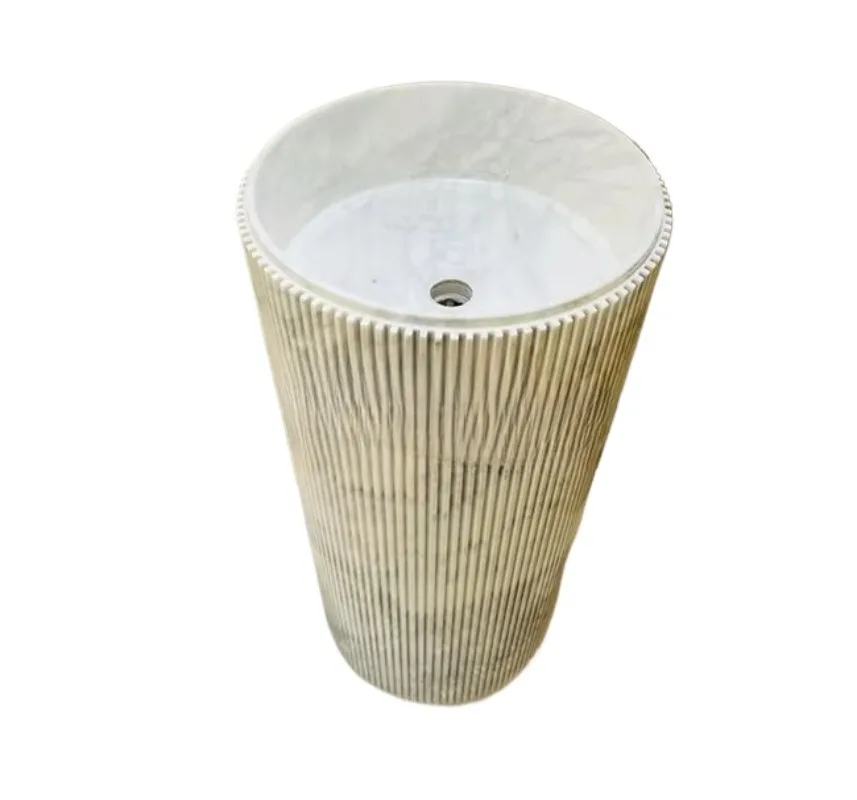 Natural Silver Grey Stone Base Sink for Home Hotel Decoration