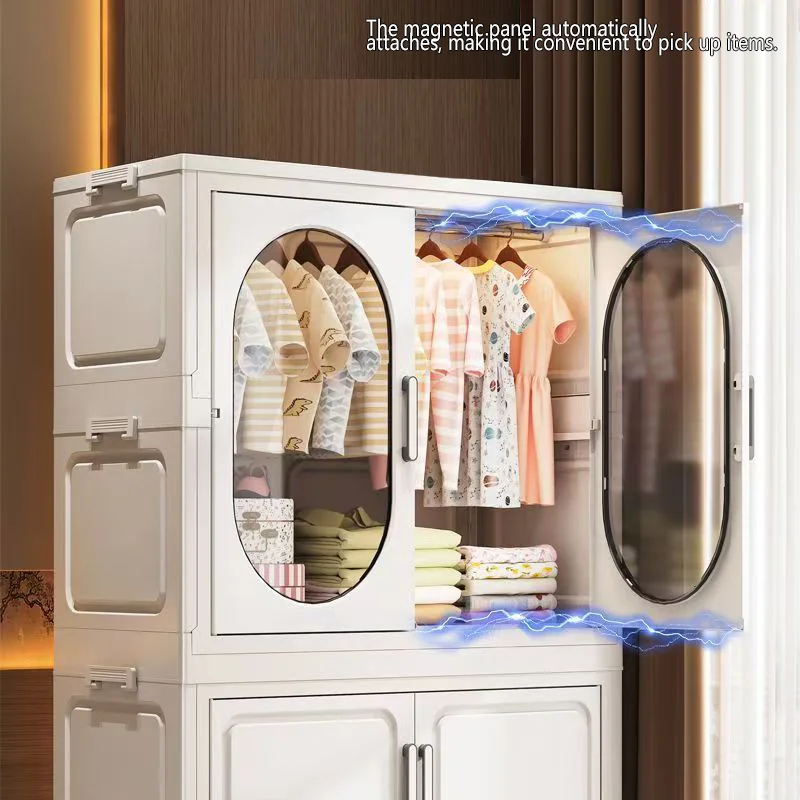 Free installation baby wardrobe multi-layer baby storage cabinet household storage cabinet foldable children's clothing stora view 6