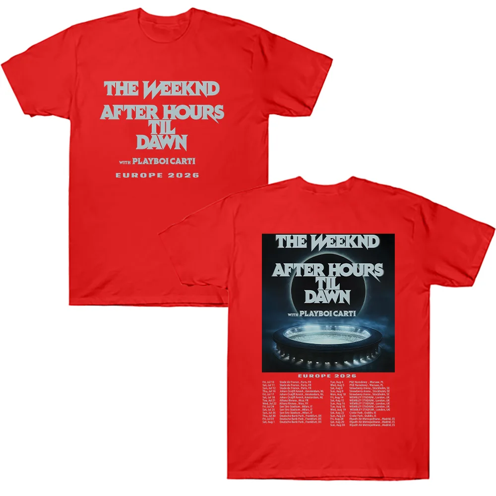 The Weeknd After Hours Til Dawn Europe 2026 Tees Graphic T Shirts Women Men Hip Hop T-shirt Trendy Style Clothes Cotton T-shirts