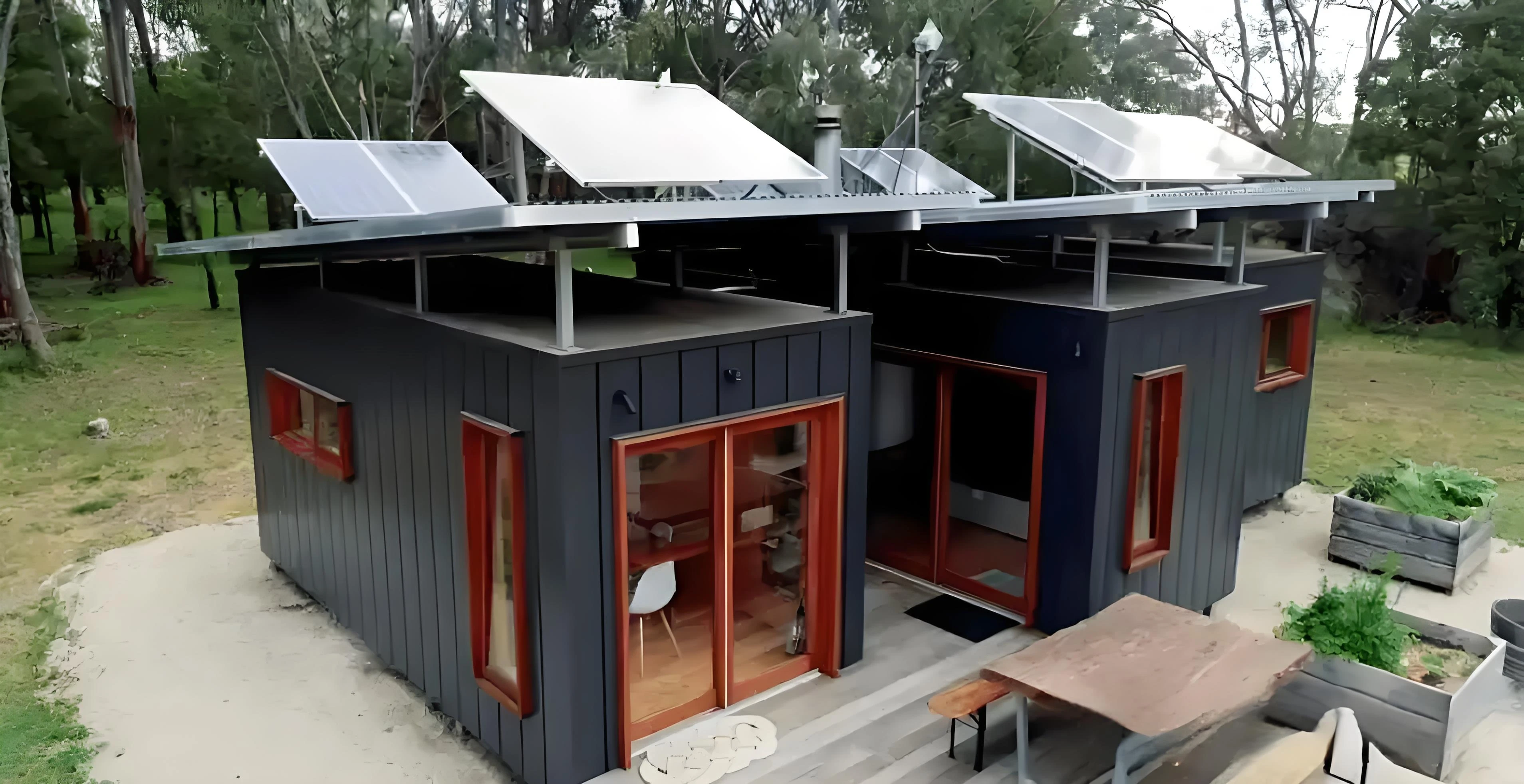 Retractable Weatherproof Patio Enclosure with Solar Cell Panels Solar Powered Contemporary Container House Expandable Design