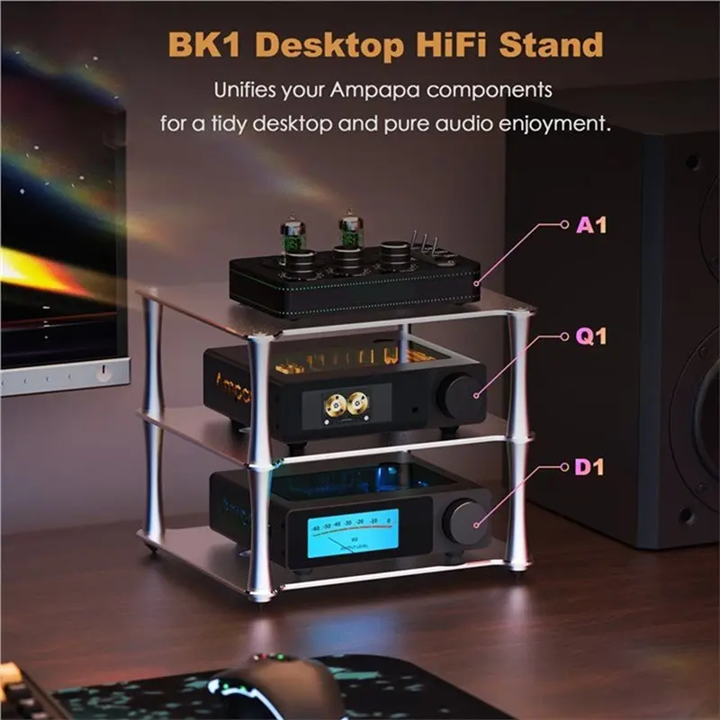 

Настольная аудиостойка BK1 Hi-Fi для A1/D1 Q1, алюминиевая подставка для стереоусилителя, ЦАП и предусилителя - 【A74Z Miuai】