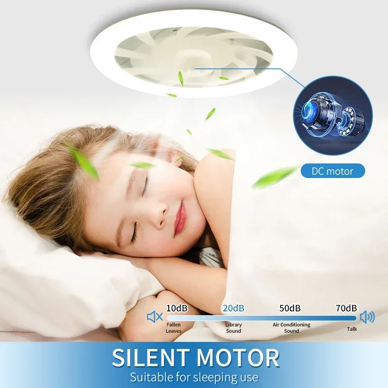 Imagem -03 - Ventilador de Teto Silencioso Ultrafino Led com Luz e Controle 220v Rgb Sala de Estar Ventilador Elétrico Iluminação Dimmer Ventilador sem Fio Lamp110v