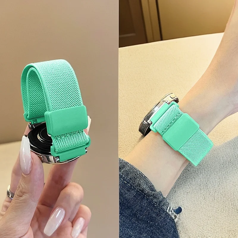 18/20/22 มม.ไนลอนยืดหยุ่นสําหรับนาฬิกา Huawei GT5/4/3 แถบแม่เหล็กสายรัดข้อมือสําหรับนาฬิกา Garmin/นาฬิกา Samsung/นาฬิกา Xiaomi