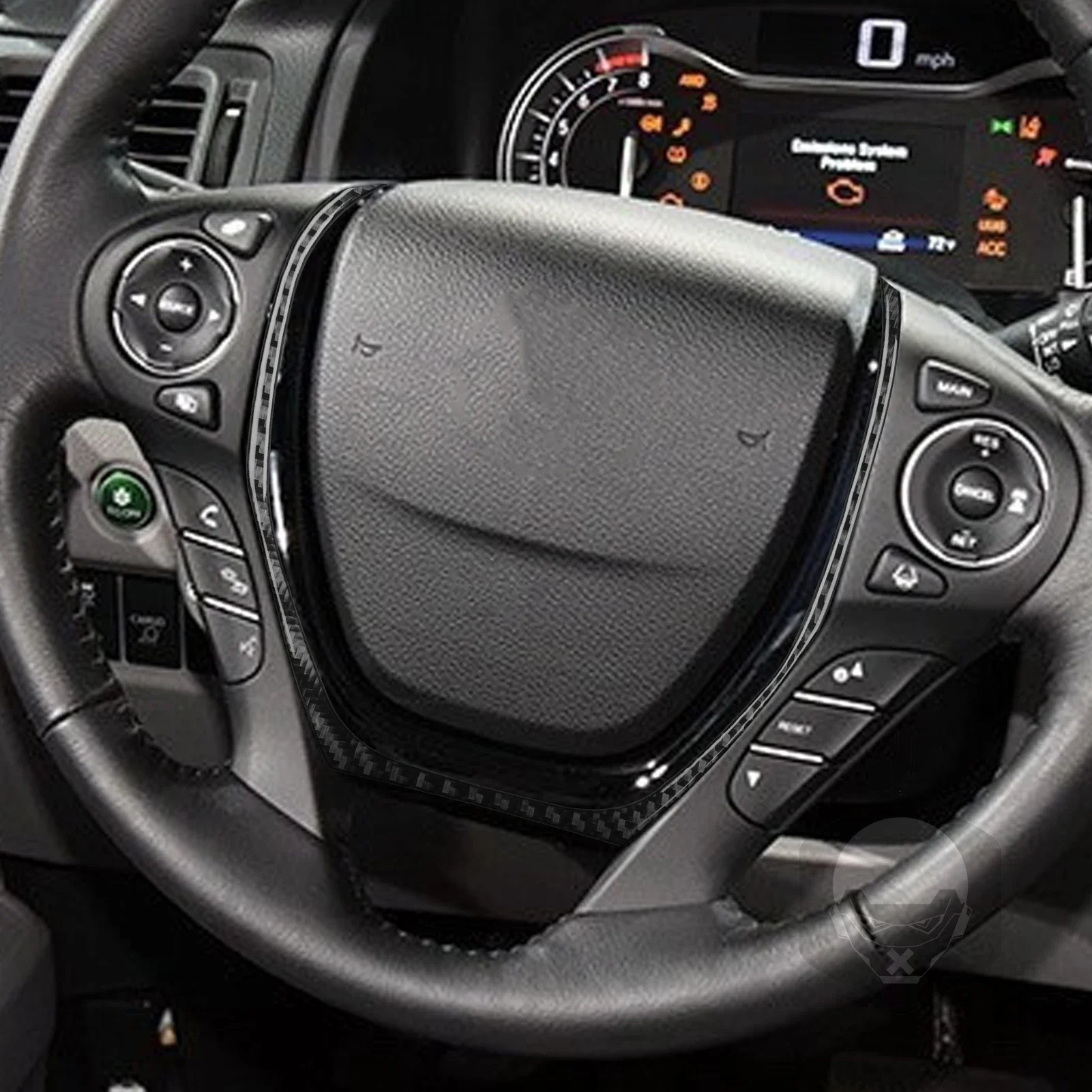 For Honda Ridgeline Pilot Passport Car Accessories Carbon Fiber Steering Wheel Top Button Interior Cover Trim Modified Sticker 5