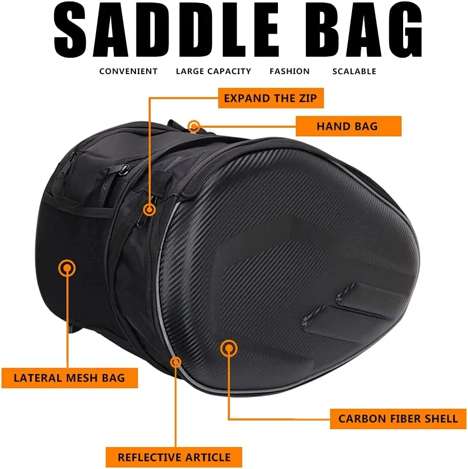 Schwarz 36-58l Motorrad Sattel taschen wasserdicht Roller Heck gepäck Koffer Sattel tasche Motorrad Seiten helm Reit reisetaschen – Detail 14
