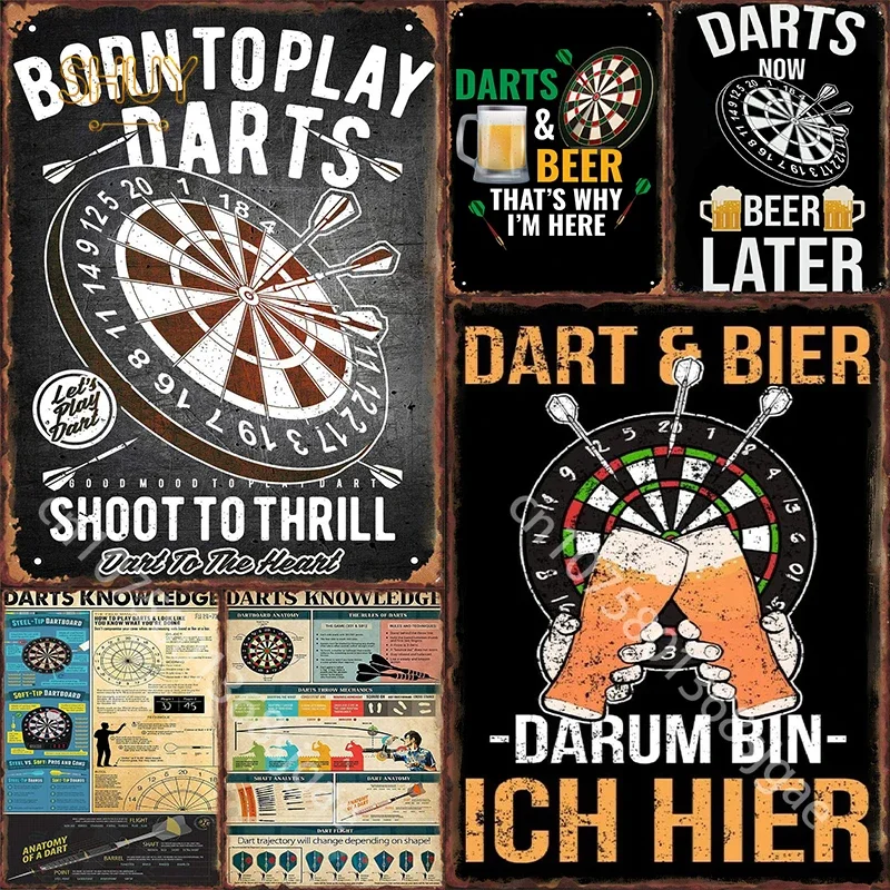 Dart Board Metal Sign Vintage Darts Tin Signs Beer Posters Plate for Room Club Cafe Bar Wall Decor Retro Plaques Home Decoration