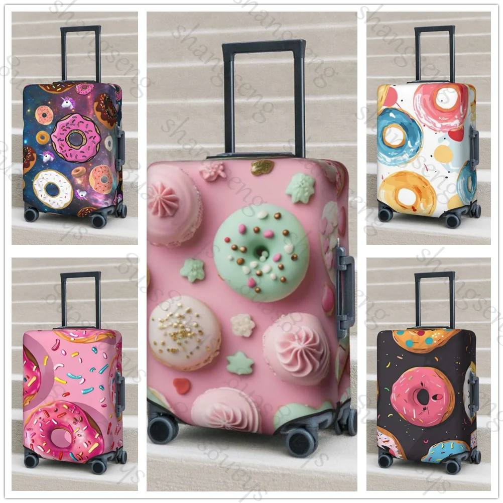 

Donut Macaron Print Thick Elastic Luggage Protective Cover Zipper Suit For Bag Suitcase Covers Trolley Cover Travel