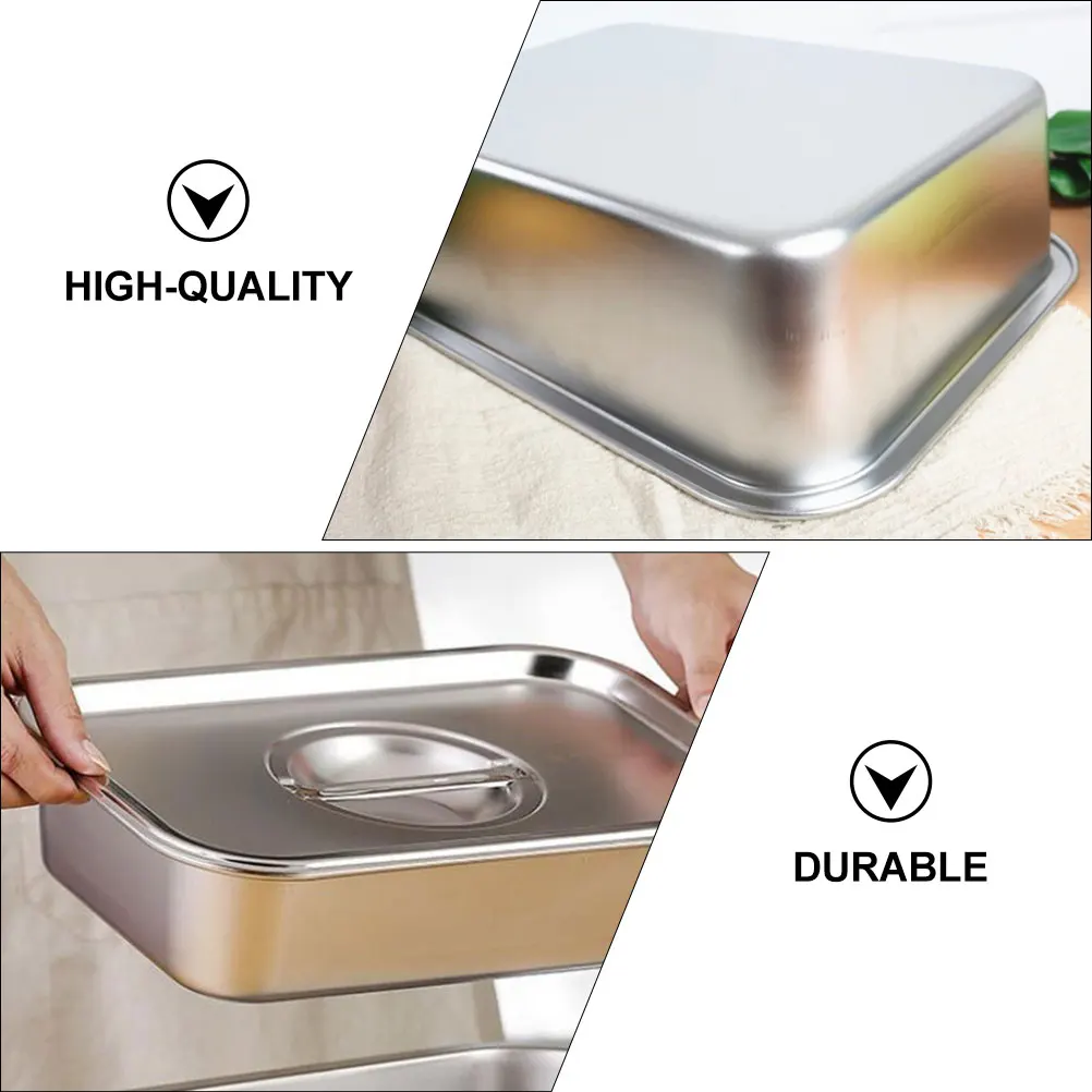 

Rectangular Stainless Steel Food Plate 2pcs Anti-Rust Grilling Tray Kitchenware Buffet Serving
