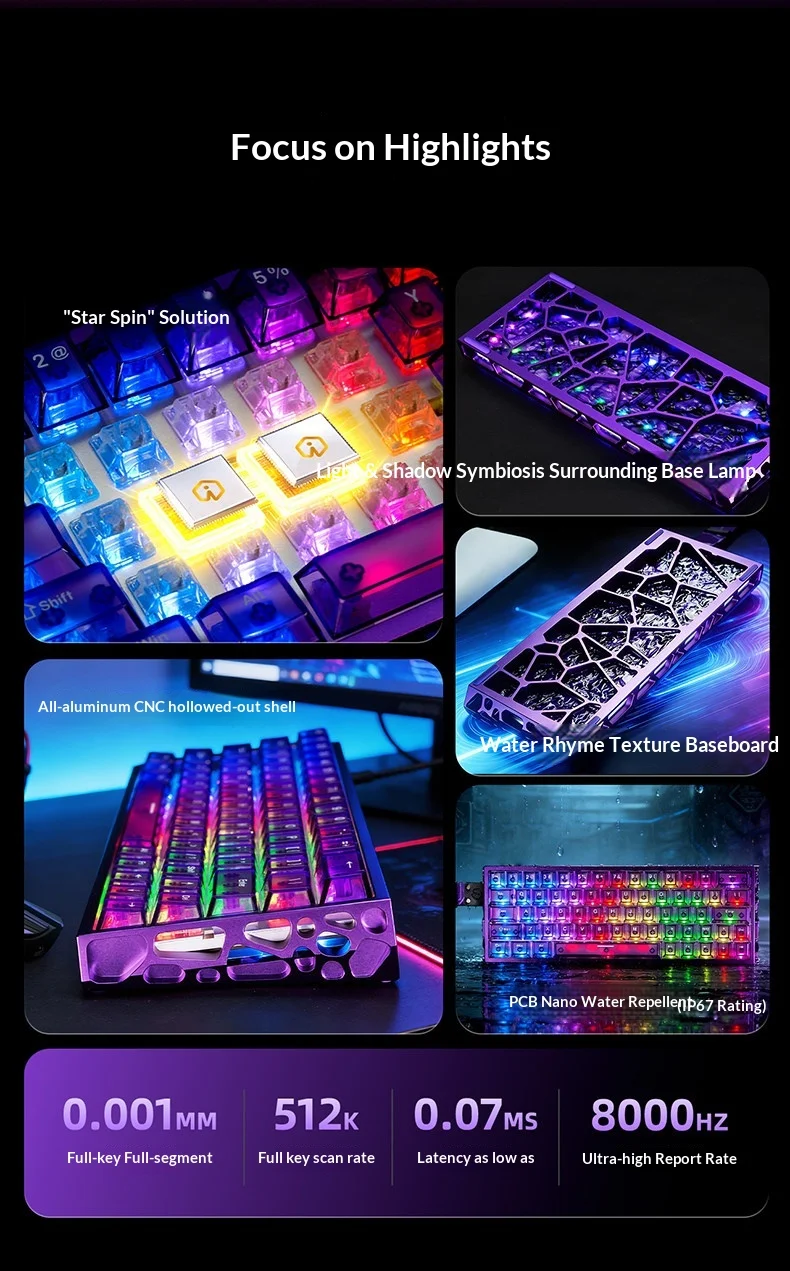 NEW IROK MG63 Magnetic Switch Keyboard Wired RT0.001mm 8000Hz