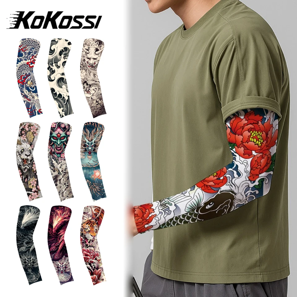 KoKossi 1Pcs Summer Sun Protection Tattoo Ice Sleeve Quick Drying Arm Protection Breathable High Elasticity Outdoor Cycling
