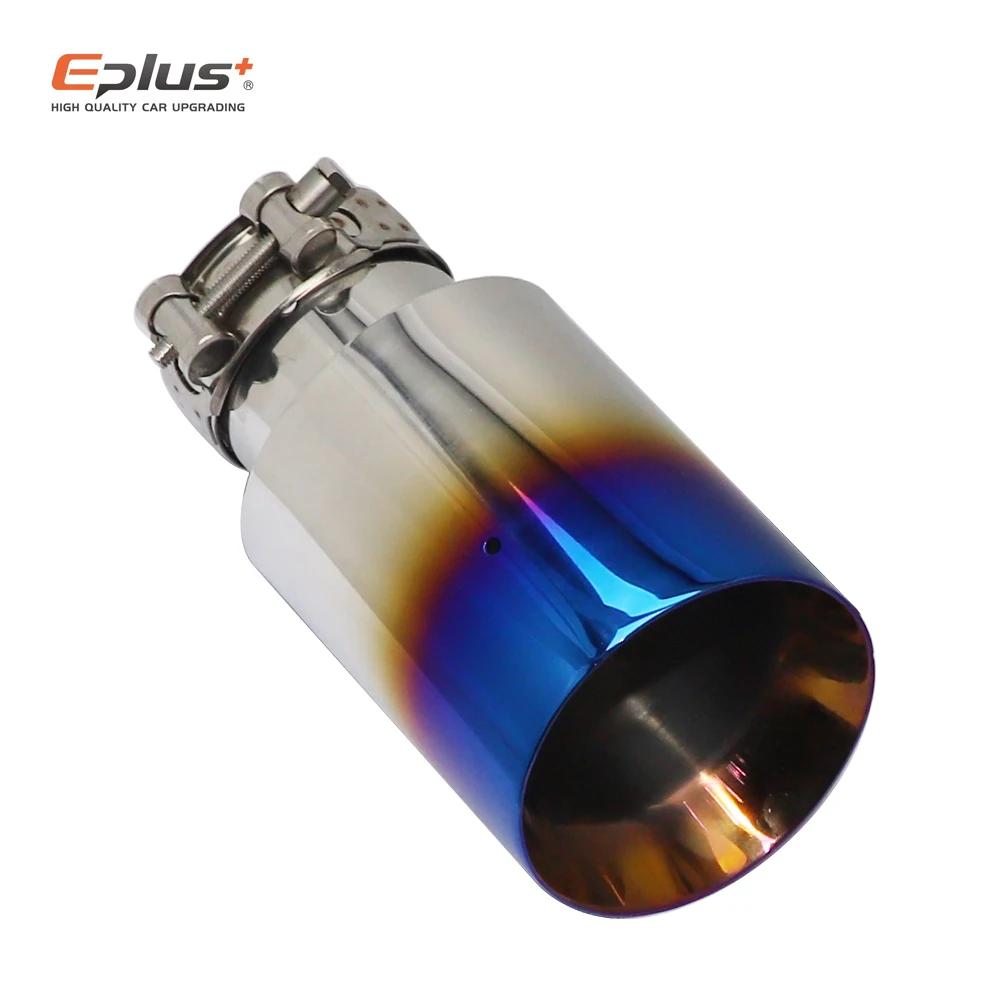 Bevel Dilayer Car Muffler Tail Universal Roasted Blue Stainless Steel Exhaust Pipe Mufflers Tailpipe Nozzle Decoration