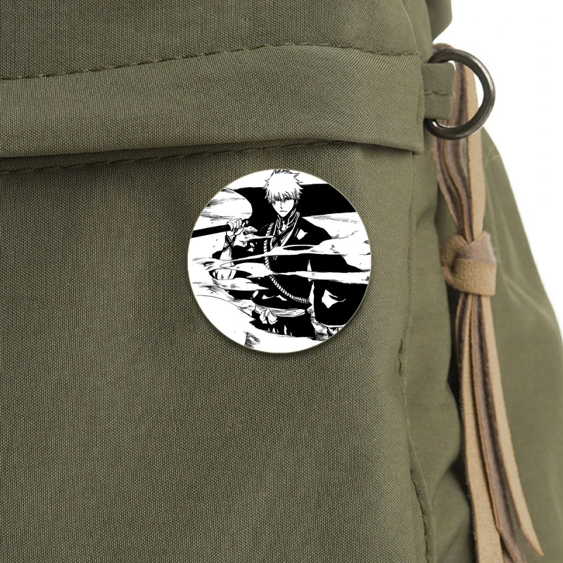 Anime Bleach Enamel Pins Kurosaki Ichigo Ichimaru Gin Brooches Round Cartoon Badge Backpack Hat Jewelry Accessories Gifts