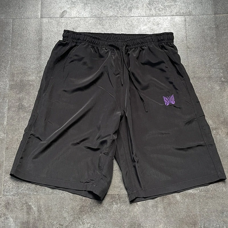 

Needles purple butterfly embroidery soft shorts Japanese retro loose casual summer thin section five pants man