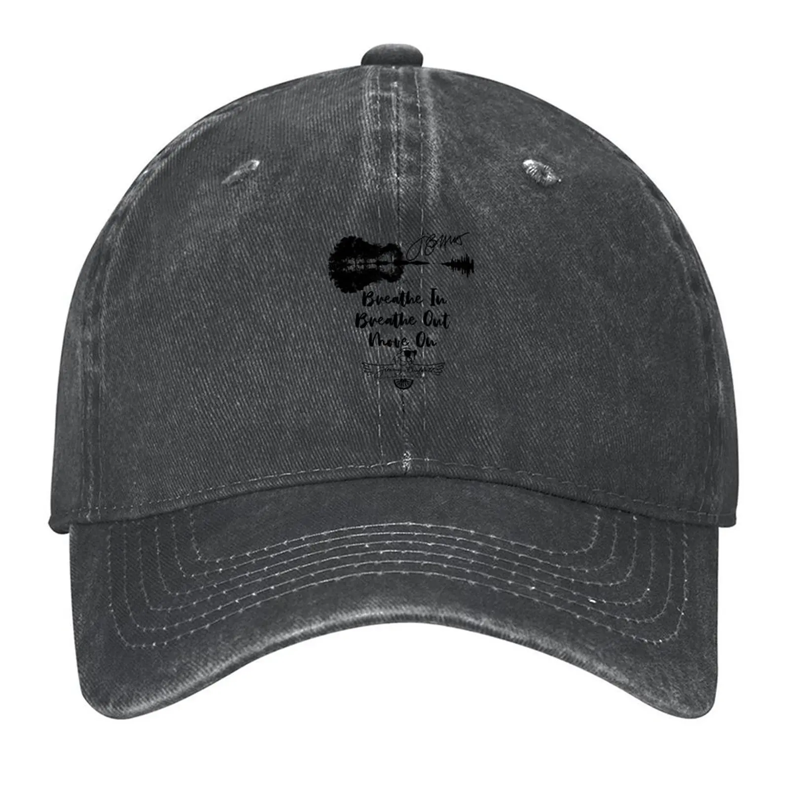 

Breathe In Breathe Out Move On Jímm Búffétt Keep Rolling No Matter Your Age Signature Unisex Tee, , Baseball Cap
