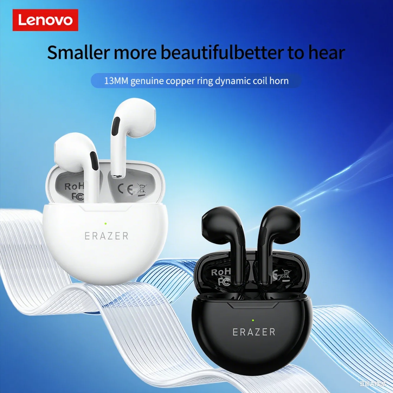 

5pcs/set Lenovo HT38 TWS Wireless Earphones BT 5.4 Mini Headphones High Stereo With Clear Microphone Deep Noise Reduction Earbud