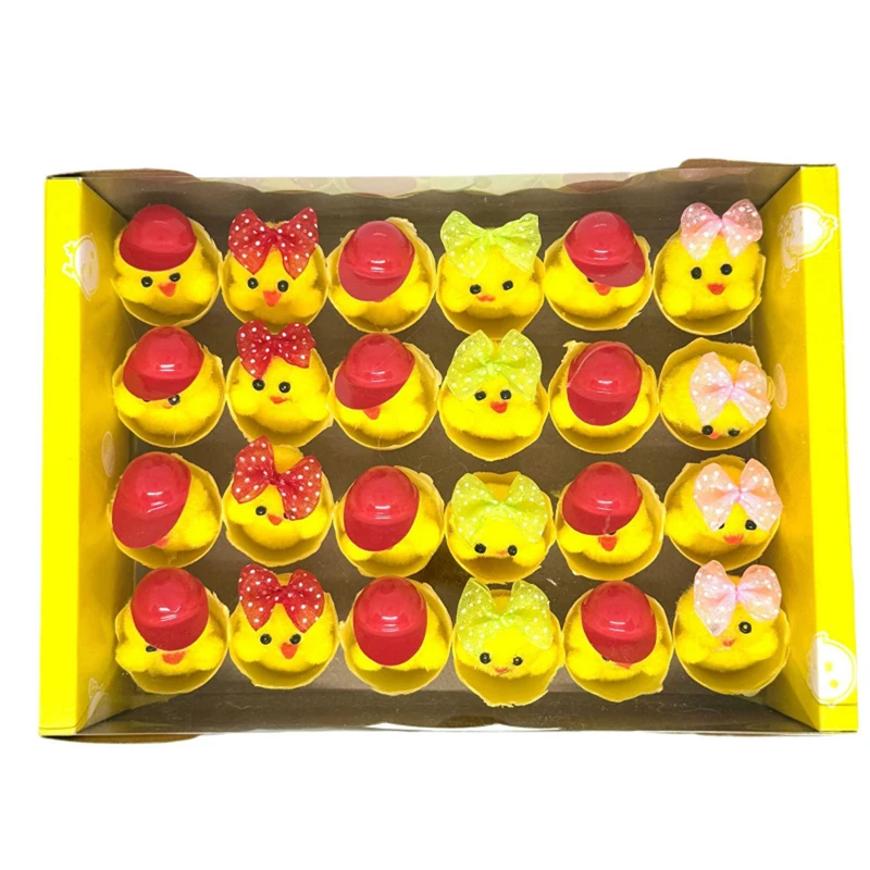 24 Pcs Easter Chick Ornaments Cute Baby Chick Toys Desk Decor Tiered Tray Decorations Set for Home Holiday Party