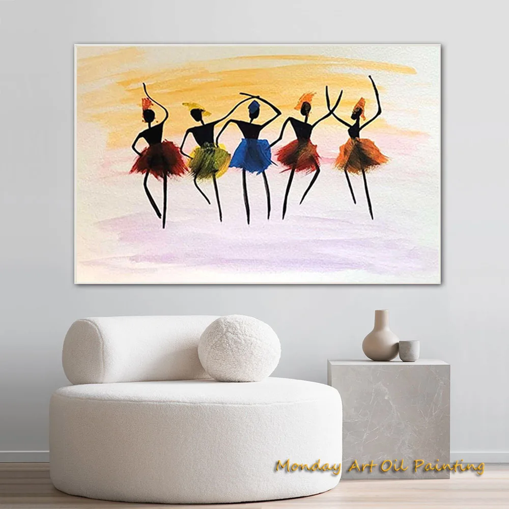 

Hand Painted Oil Painting Colorful Abstract Art Dancing Girl Painting Figure Painting For Living Room Decor Fedex Shipping Cost