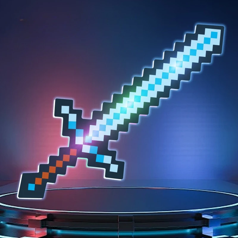 36 ซม.เพชรดาบเกมเรืองแสงอาวุธสามสี SAMURAI Pixel Art ดาบคอสเพลย์ของขวัญคอลเลกชันของเล่นสําหรับเด็ก