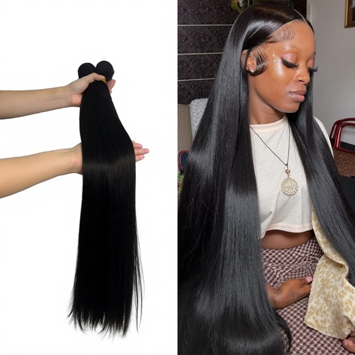 

14A Прямые пучки человеческих волос 30, 40 дюймов, пучки необработанных волос, длинные толстые натуральные пучки, бразильские наращивания волос