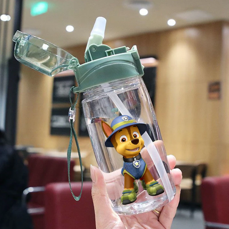 Paw Patrol Children\'s Water Sippy Cup 550ML Creative Cartoon Kids Cups with Straws Leakproof Water Bottles Outdoor Supplies