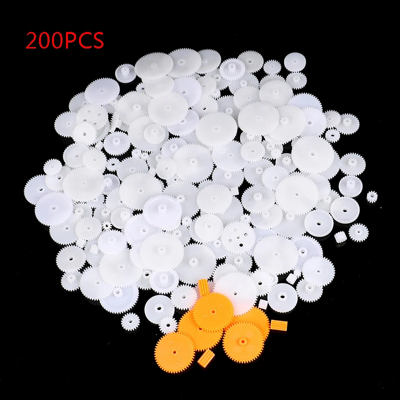 200PCS Mixed Plastic Gear Bag Motor Transmission Gear 0.5 Mold DIY Handmade Toy Accessories Motor