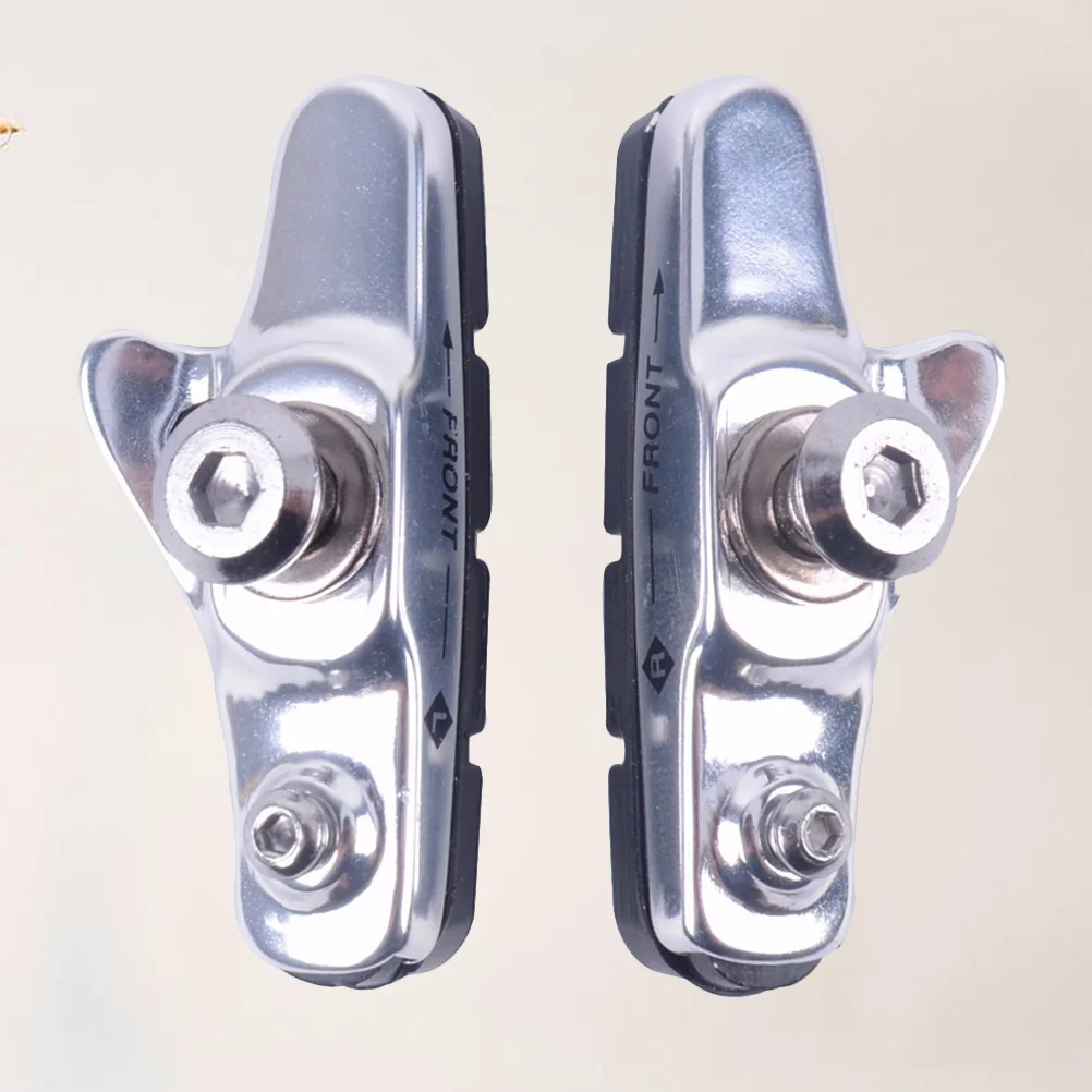 1 Pair Aluminium Alloy Frame Bike Brake Pads Set Road Mountain C-Brake Blocks Shoes No Noise No Skid Brake Pads (Silver)