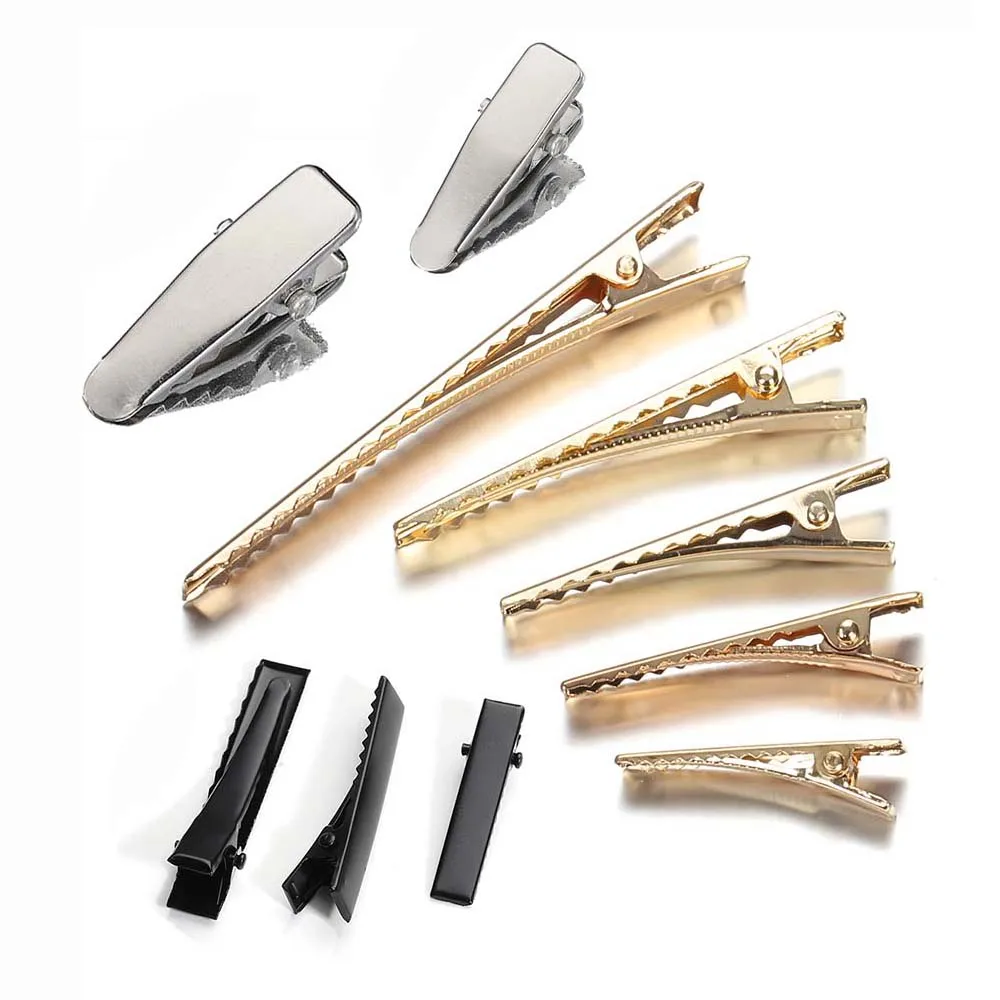 20pcs/lot Metal Alligator Hair Clip Blank Setting Hairpins Base for Jewelry Making 32/41/46mm Crocodile Barette Hair Accessories