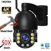 50X Zoom IP Camera 4K 8MP WIFI Outdoor 5 Inch Metal Shell Security Protection CCTV Video Surveillance 120M IR Night Vision Icsee