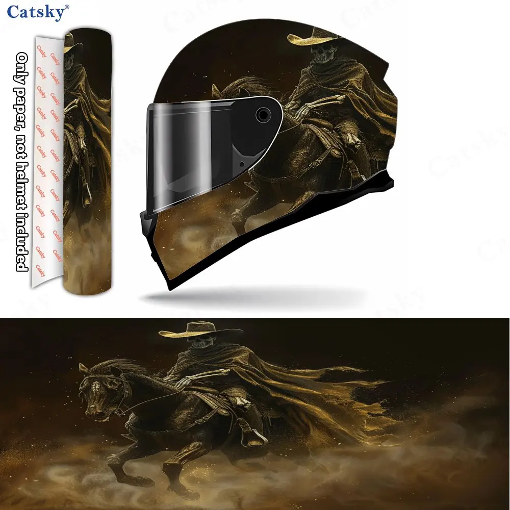 Night - Dark Skull Rider Pattern Helmet stickers , PVC Material Multifunctional Helmet Stickers, Scratch-Resistant & Fade-Proof,