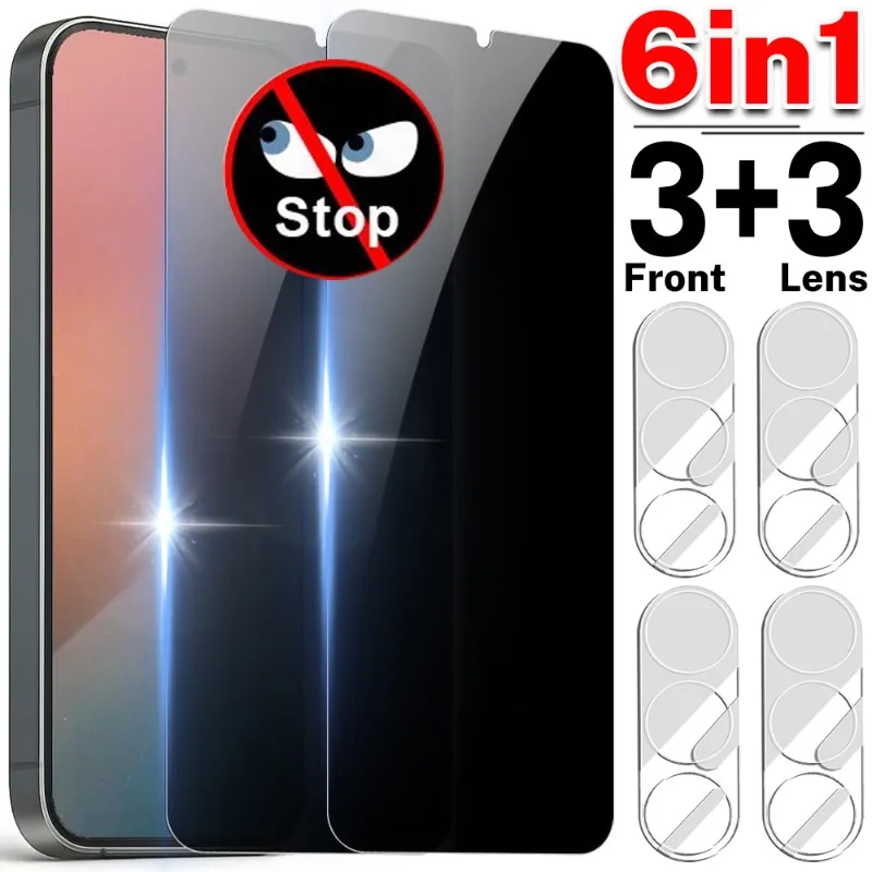 

6 in 1 Privacy Tempered Glass for Samsung Galaxy S26/S26Plus/S26Ultra Anti-Spy Screen Protector with Camera Lens Film for S26