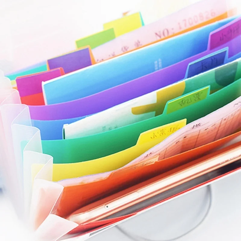 Rainbow Organ Bag Folder Plastic Rope Binding Office A6 Mini Bill Bag 13 Compartment Storage Clip Holder Storage Bag