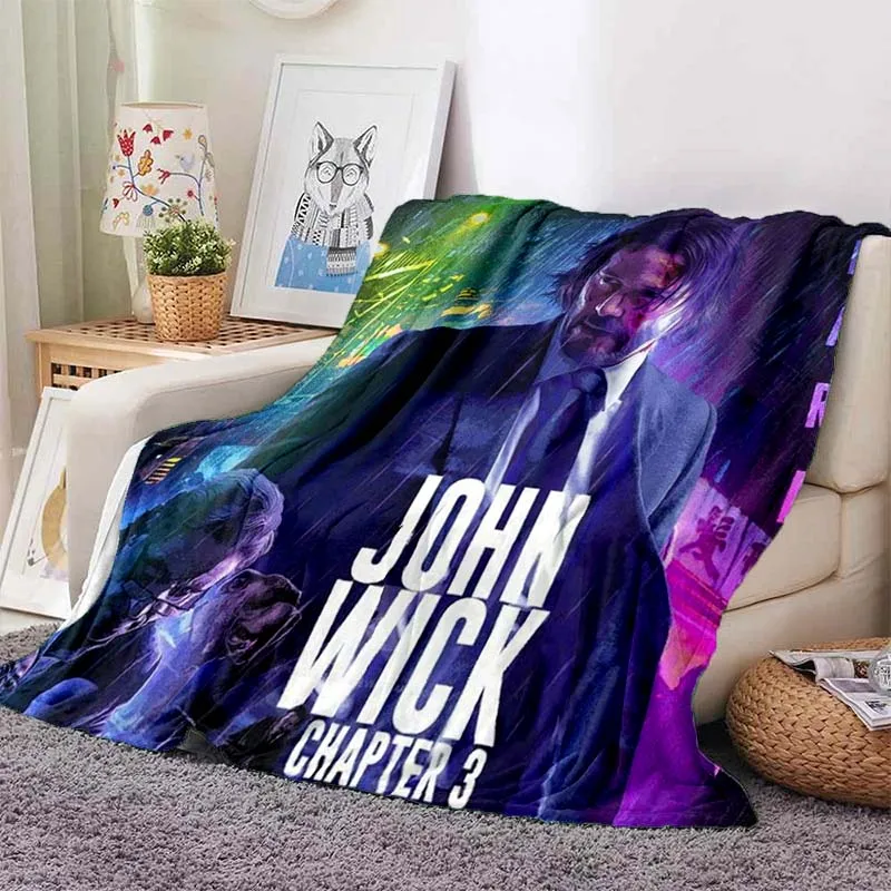 Movie John Wick Printed Blanket Thin Blanket Soft Warm Throw Blankets Cozy Blankets for Beds Gift Soft Flannel Blankets for Beds