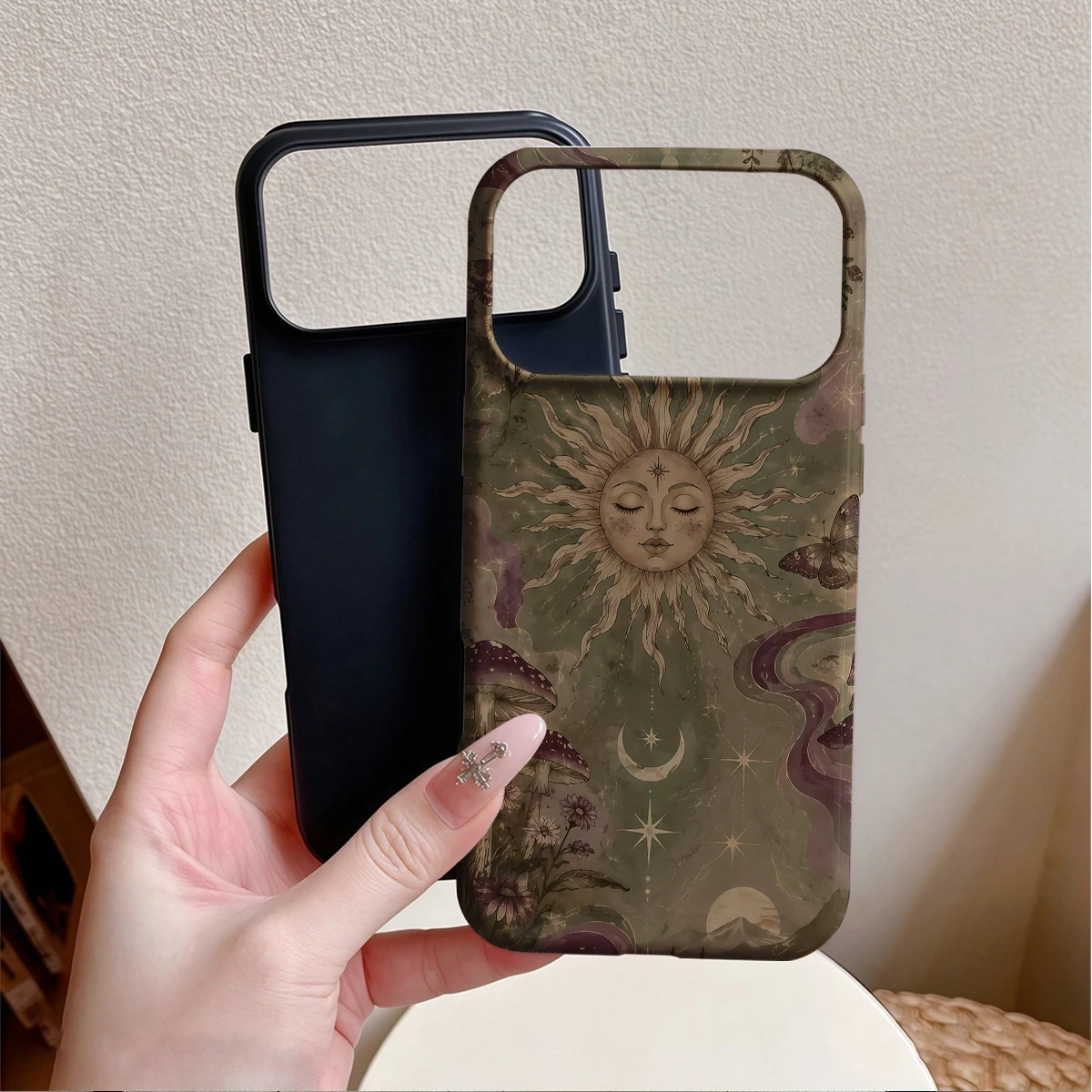 Vintage Mystic Sun Face IPhone18 Must-Haves Phone Case For IPhone 18 17 16 15 14 13 349 Pro Max Plus Double-layer Cover