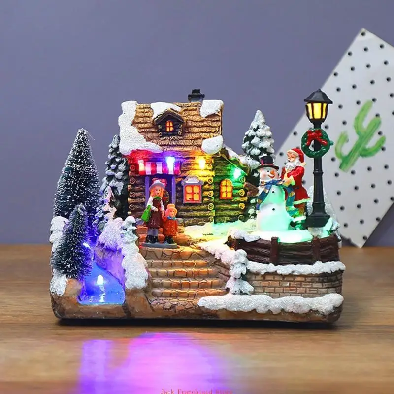 Christmas LED Snow House Revolving Santa Musical Village Scene Xmas Ornament